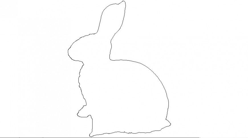 Cute rabbit 2d elevation block cad drawing details dwg file