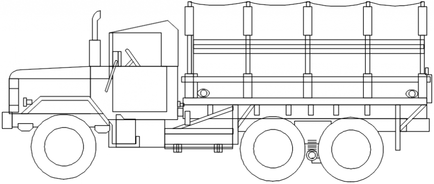 Cute tractor side view elevation block drawing details dwg file