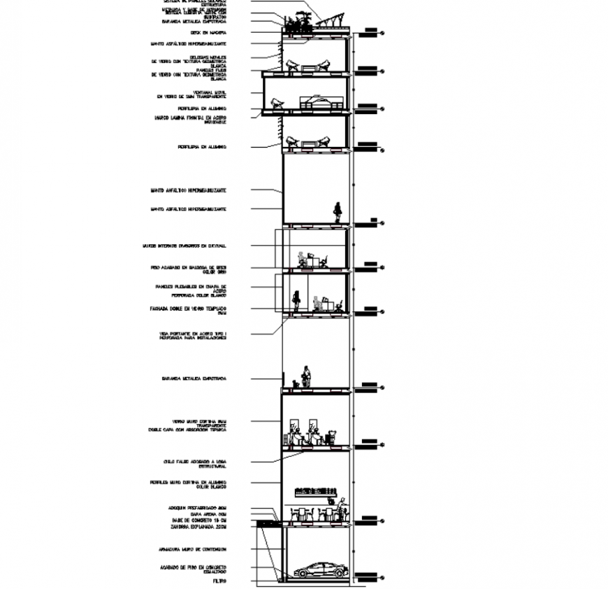 Cutting façade detail plan dwg file.