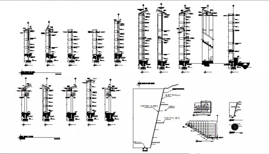 Cutting of walls construction cad drawing details dwg file
