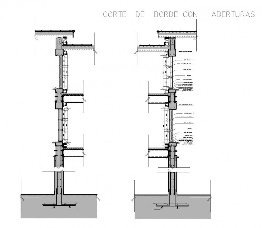 Cutting wall section plan autocad file