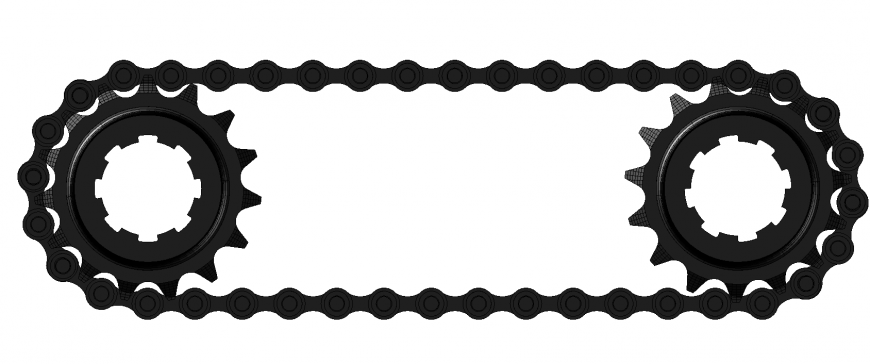 Cycle chain structure 3d model in dwg AutoCAD file.