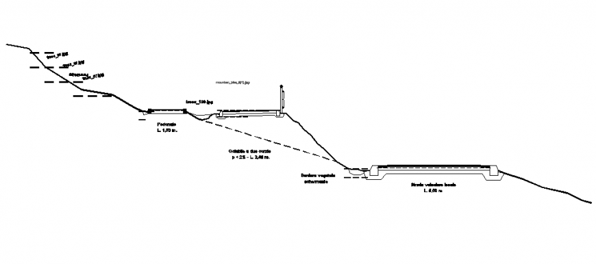 Cycle pedestrian with slope sectional cad drawing details dwg file