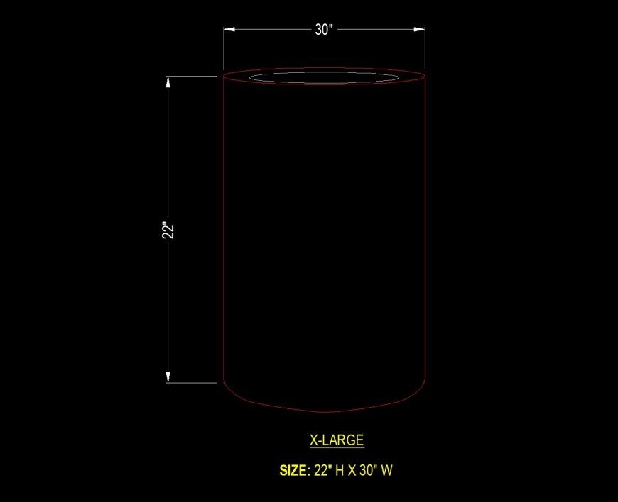 Cylinder planter detail drawing in dwg file.