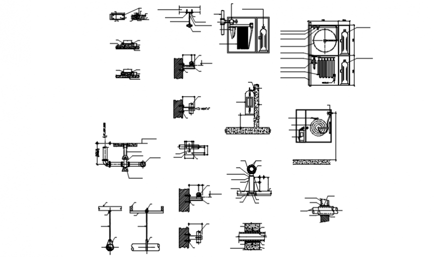 Cylinder support with construction in auto cad file