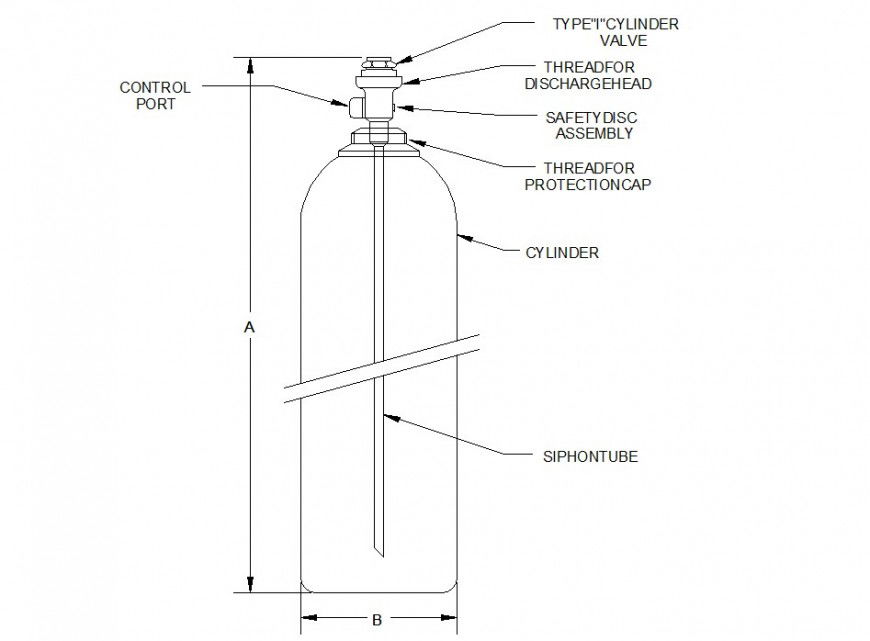 Cylinder tank detail 2d view layout file in autocad format