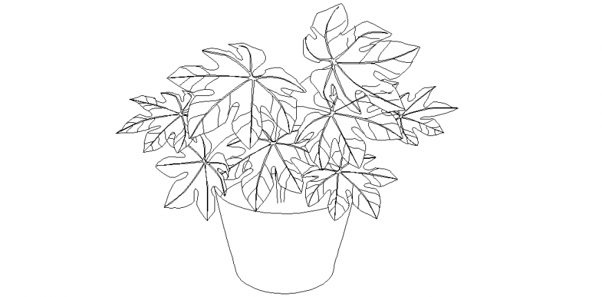 Cylindrical shape design view of flower pot dwg file