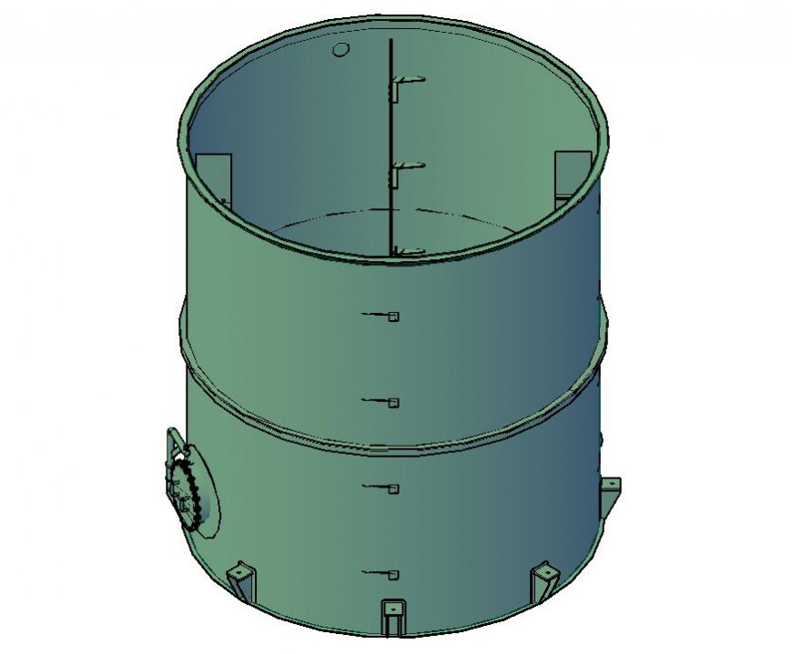 Cylindrical shape Tank detail 3d model layout CAD structural block file in dwg format