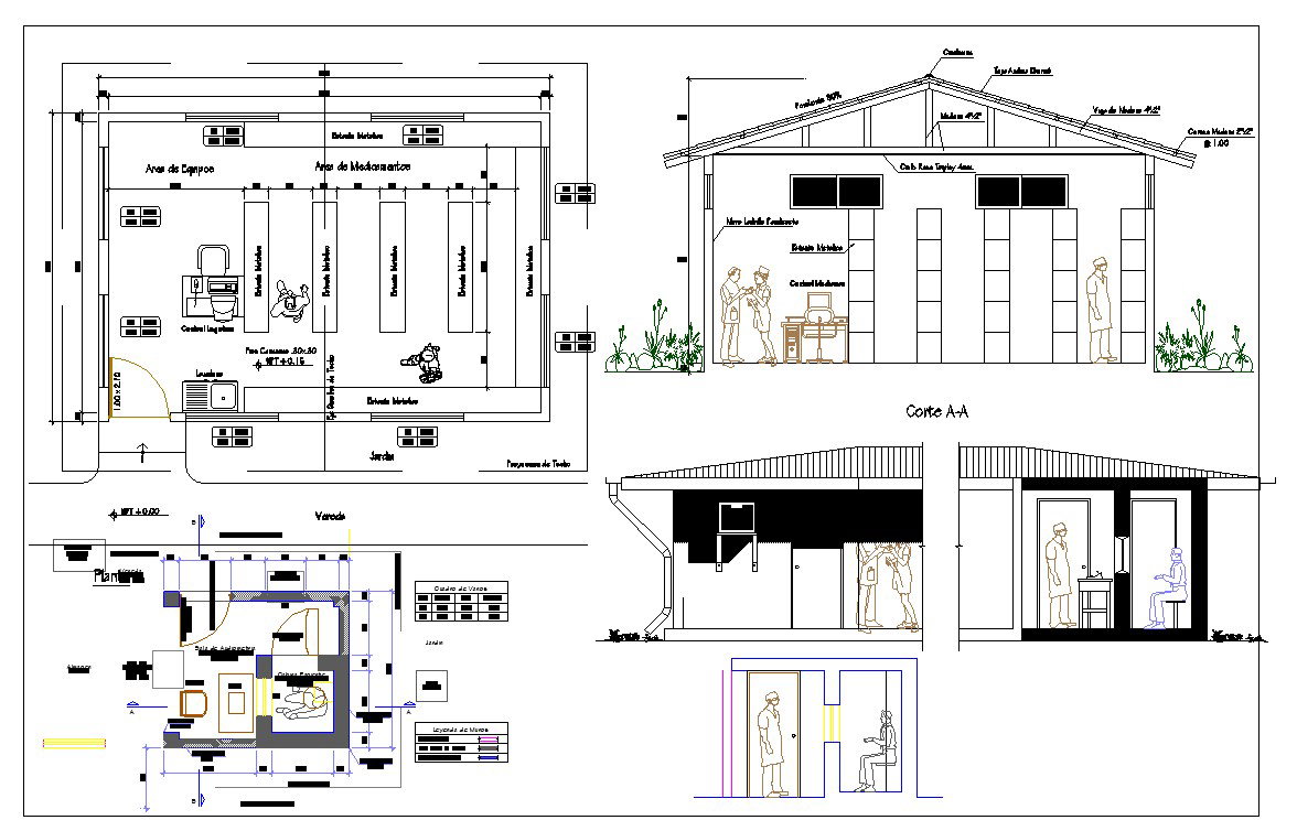 Audiometry Cabin Design with Roof Projection and Section Details