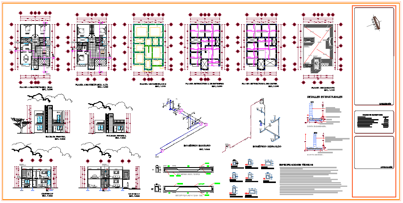 2 Storey Modern House Plan 10x15m with Structural and Plumbing Layout