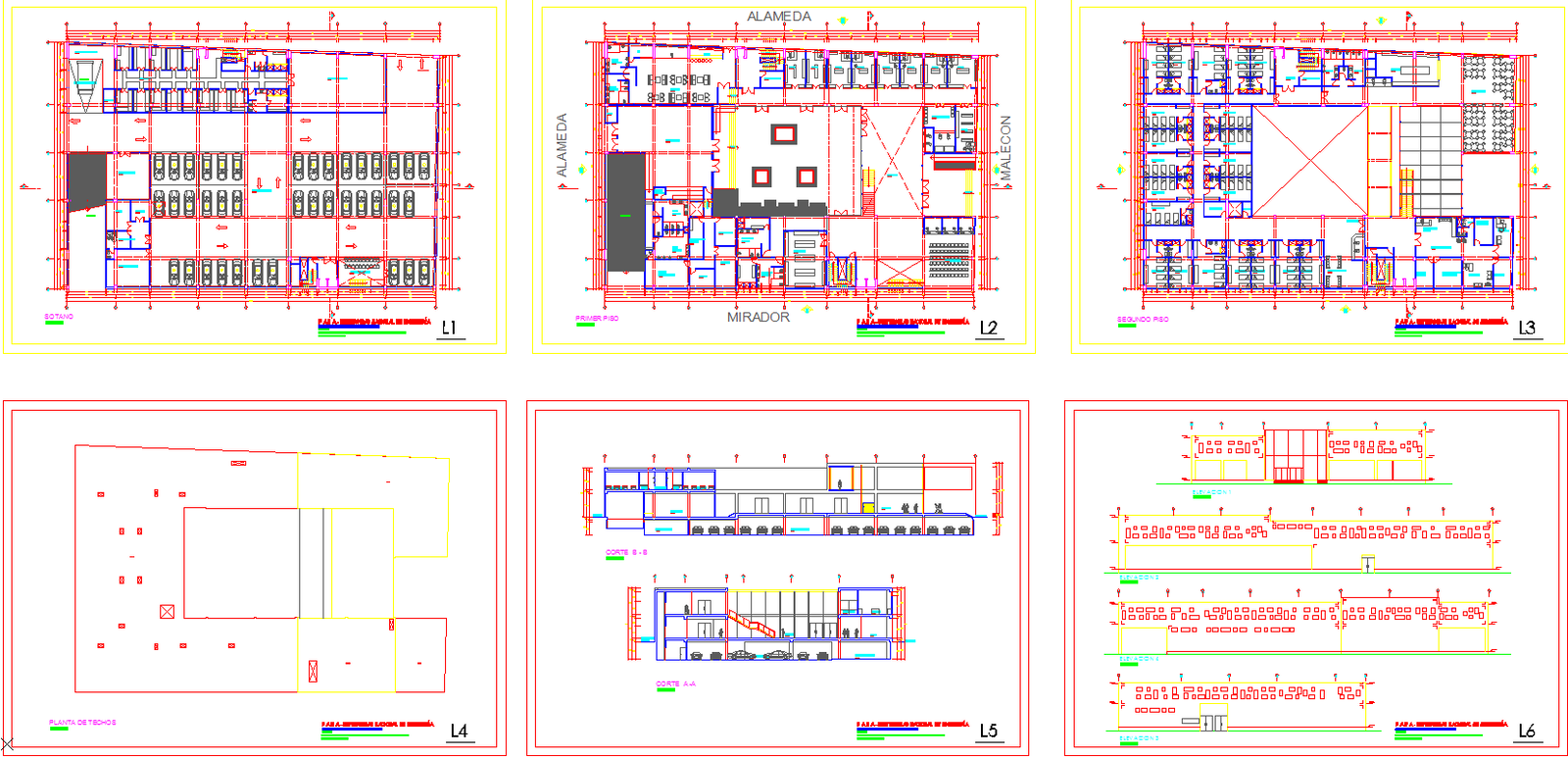 Tourism Center DWG with 68m by 42m Multi Level Service Layout