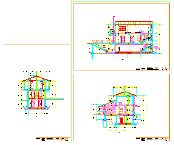 Section drawing of house design with roof design drawing.