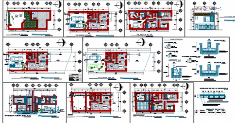 Large Family House 2D CAD Drawing with Floor Plan and Sections