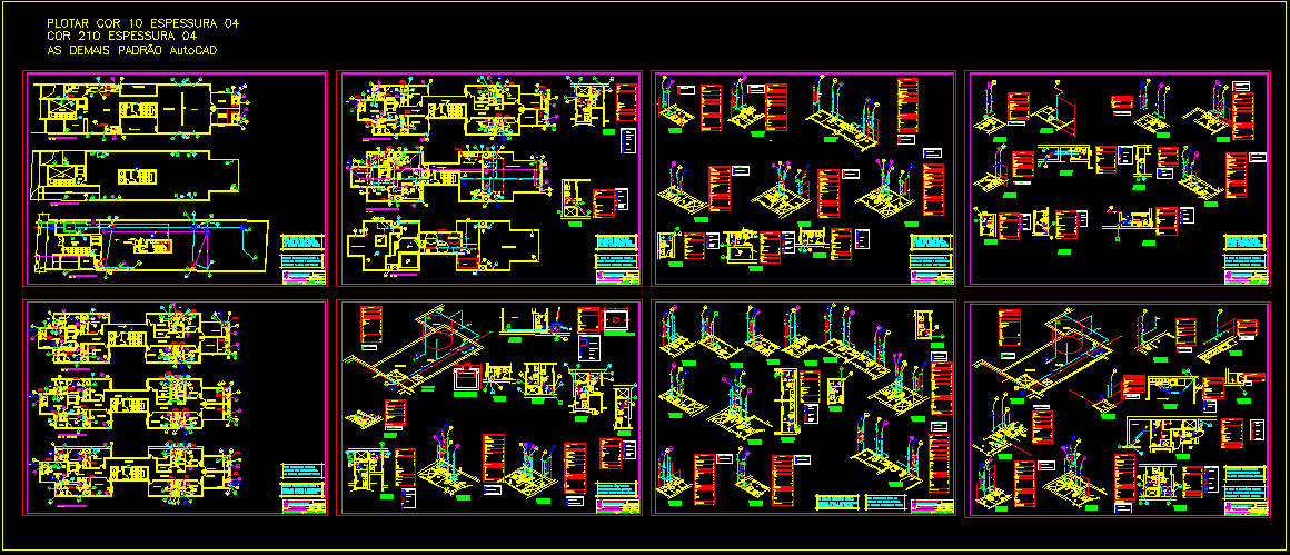 Plumbing detail AutoCAD drawing with layout plan and pipe design