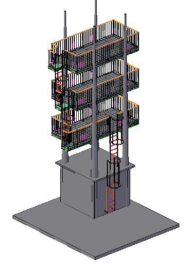 3D Structural Framework CAD Design with Detailed Measurement and Level