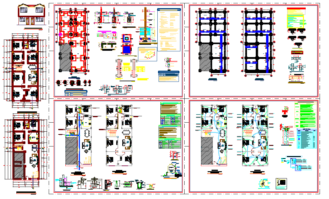 Corporate House CAD Drawing with Floor Plan and Interior Details