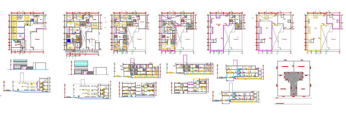 Commercial Complex DWG with Ground Floor First Floor and Layout Plan
