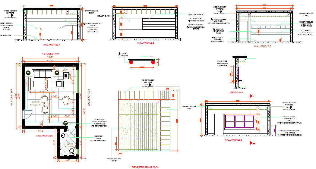 Modern Office Interior 2D CAD Drawing with Detailed Layout Plan