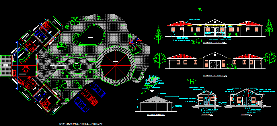 Luxury Country House AutoCAD DWG Design with Plans and Elevations