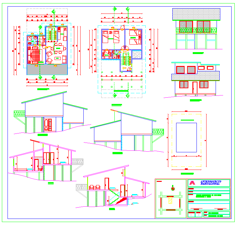 Modern Simple House Design DWG with Floor Plans and Elevations