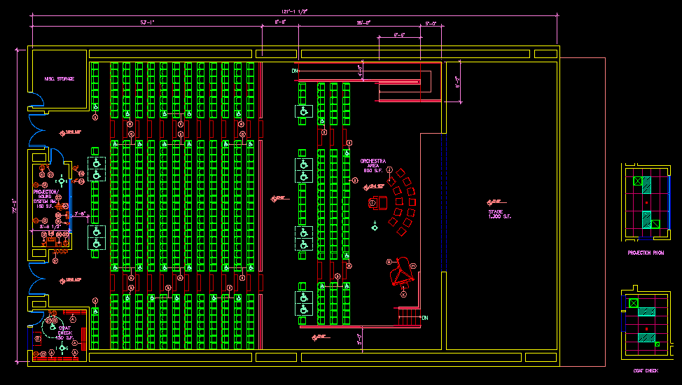 Cinema House AutoCAD DWG Drawing with Auditorium Seating Layout