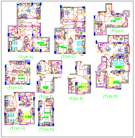 Electrical plan for house detail with wiring layout and lighting guide