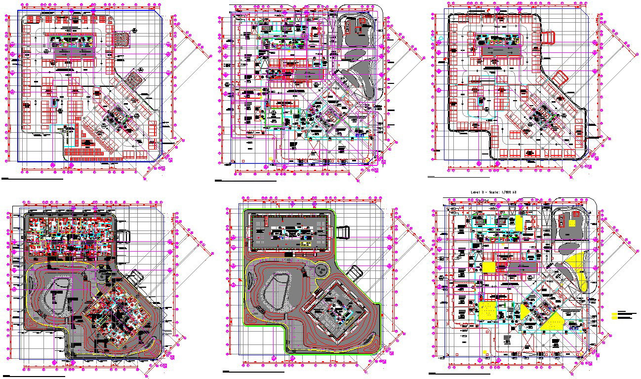 1 to 5th floor commercial complex architecture floor plan