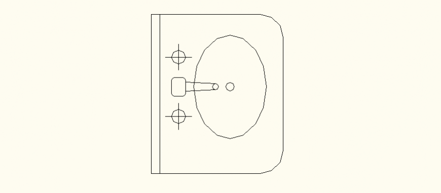 D shape wash basin detail elevation and plan layout file