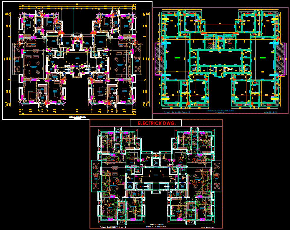 The Garden City residential building AutoCAD drawing with layout plan