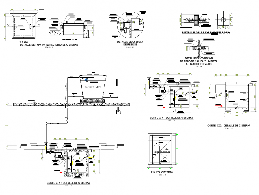 Dabole connection rebo exit and cleaning the elevated tank plan and section autocad file