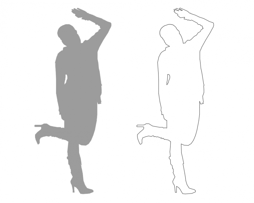 Dancing two men creative cad block design dwg file