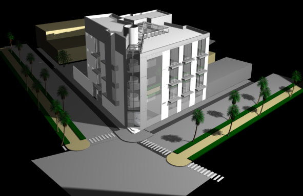 3D Modern Hotel Layout Design DWG File with Exterior Detailing