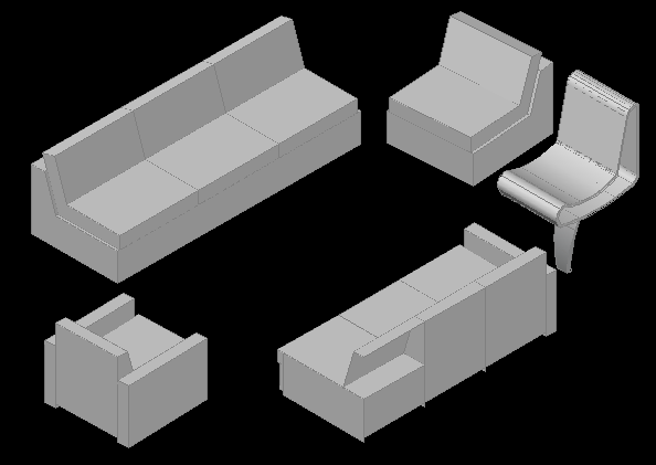 3D Sofa Set DWG File Design for Modern Interior and Furniture Layout
