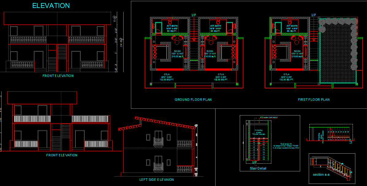 Cottage House DWG Design with 2D Floor Layout for Residential Use