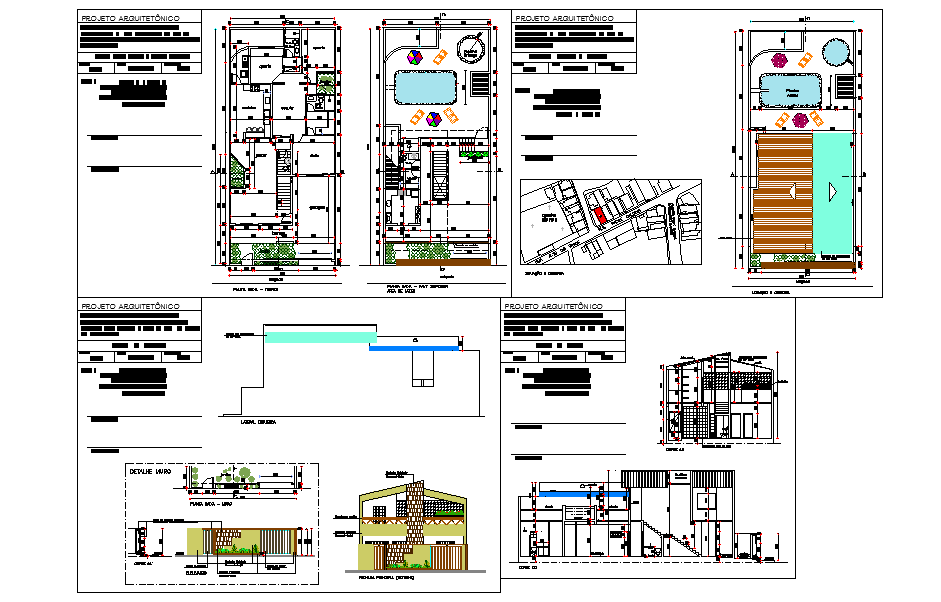 Duplex Home Design DWG with Floor Plan Elevation and Section Layout
