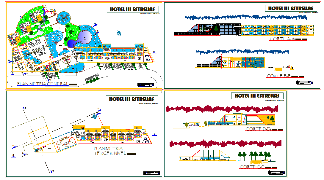 Hotel Plan And Elevation detail