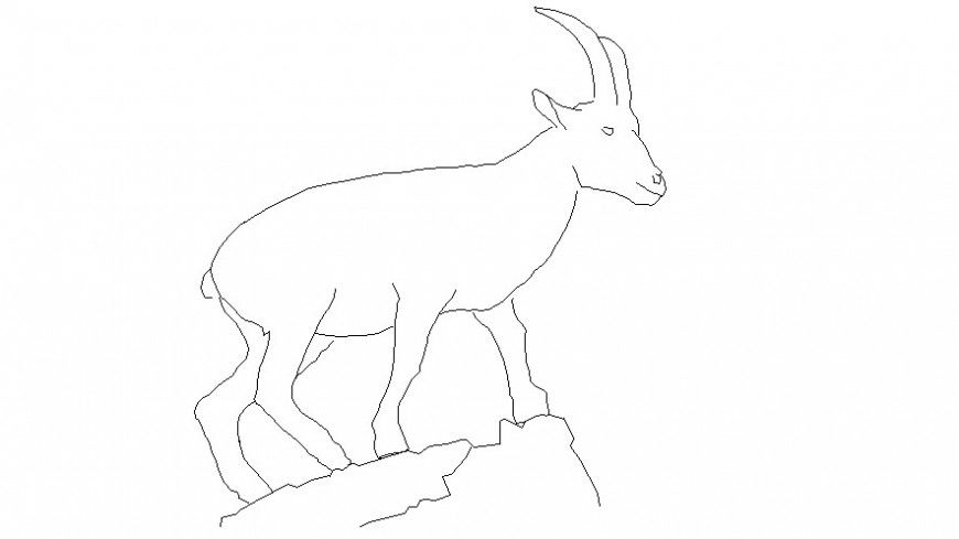 Dear drawings 2d view elevation of animal blocks dwg file