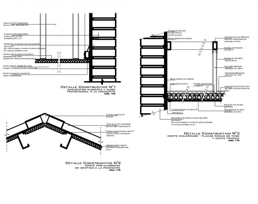 Deck ceiling king post section plan layout file