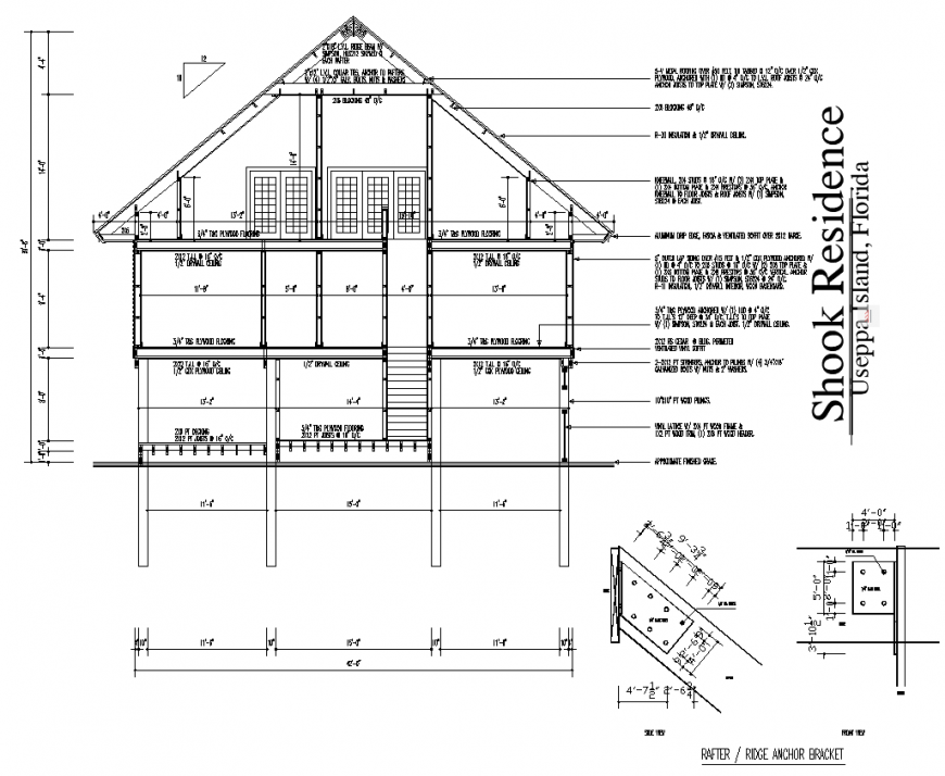 Deck house section detail drawing in dwg file.