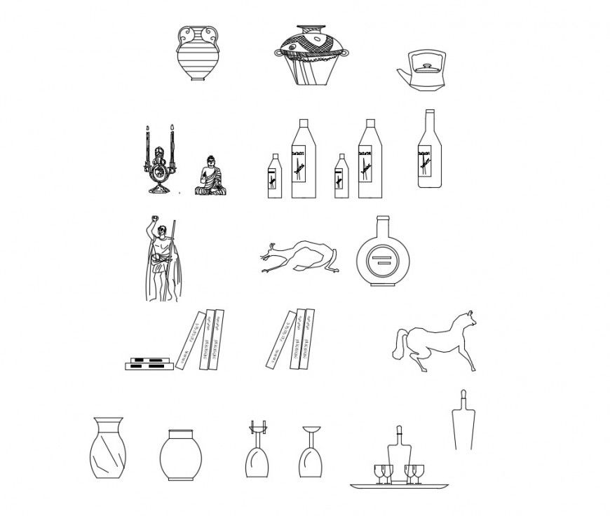 Decorative and household furniture blocks cad drawing details dwg file