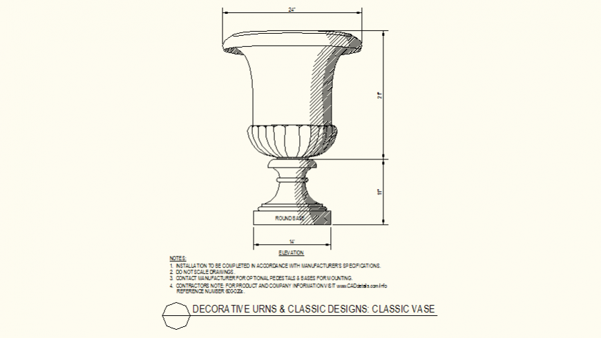 Decorative classic vase detail layout file