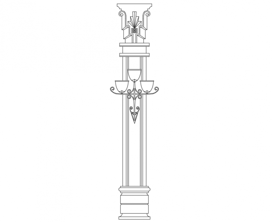 Decorative column cad block front view design dwg file