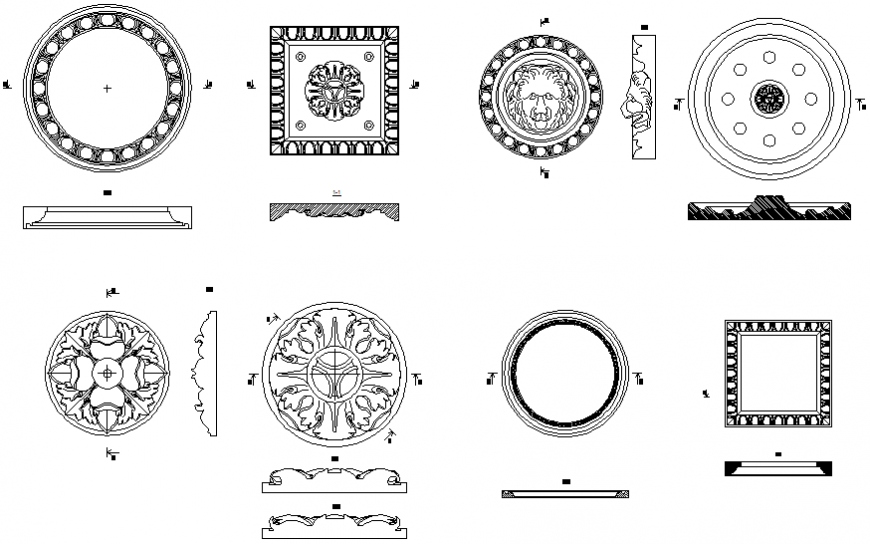 Decorative household rosettes blocks cad drawing details dwg file