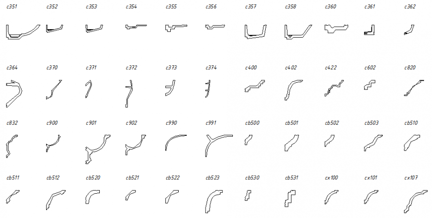 Decorative multiple cornices cad blocks details dwg file