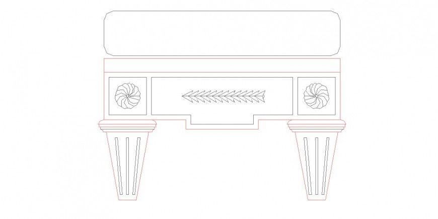 Decorative table elevation block cad drawing details dwg file