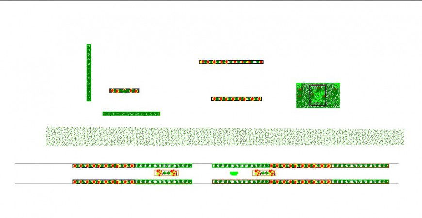 Decorative tree plant elevation block for apartment building dwg file