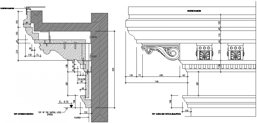 Decorative wall brackets blocks cad drawing details dwg file