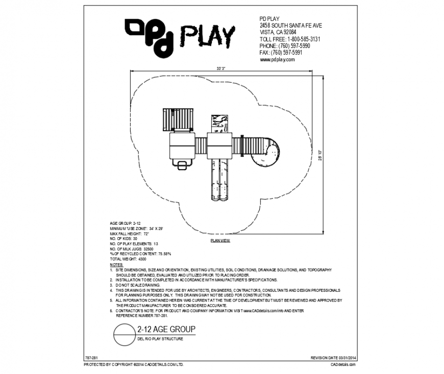Del rio kinder garden play structure with plan view dwg file