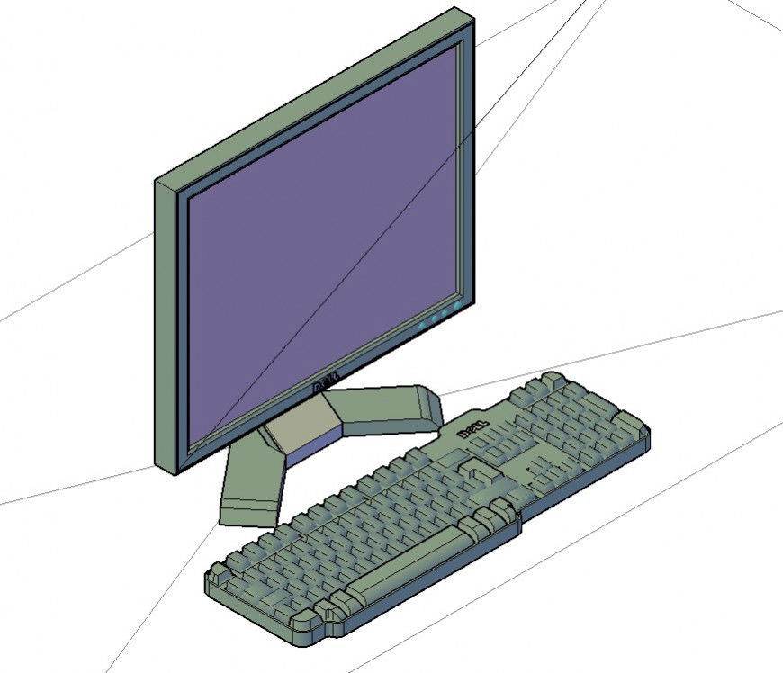 Dell company computer detail 3d model CAD block autocad file