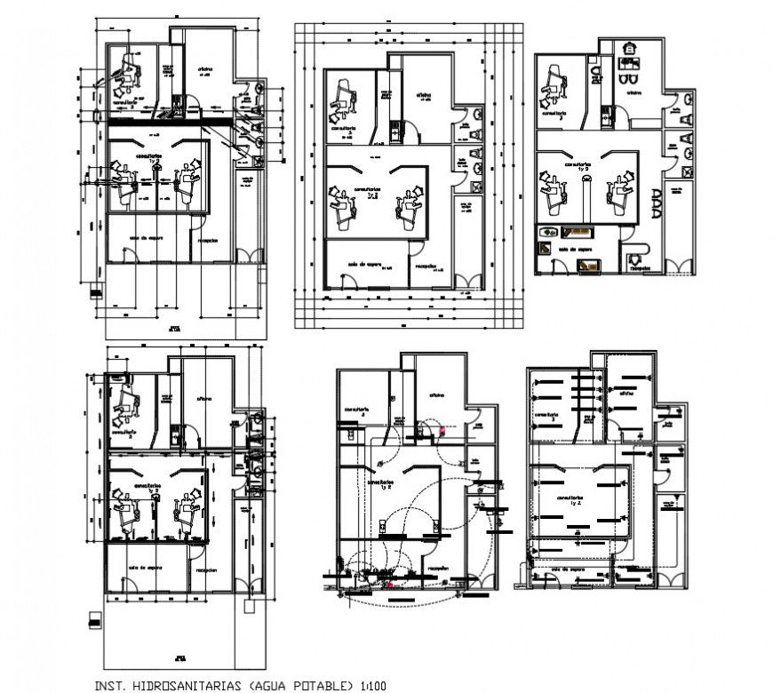Dental clinic building 2d view drawing in autocad software file